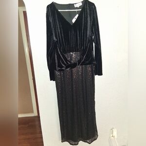 Hanna Nikole Elegant Black Velvet Sequins Dress Sz 18W New with tags NWT